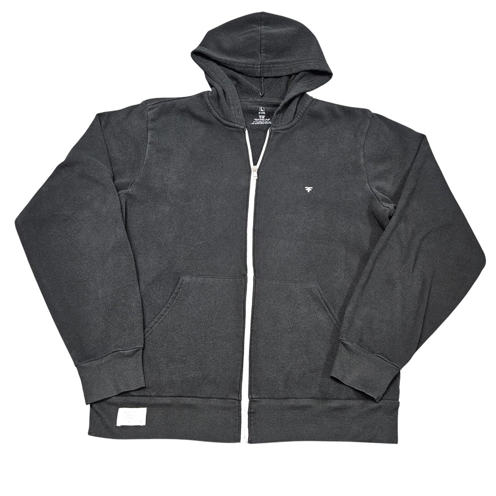 Five Four Zip Hoodie L Black Solid Minimalist Streetwear Made USA Modern Basics